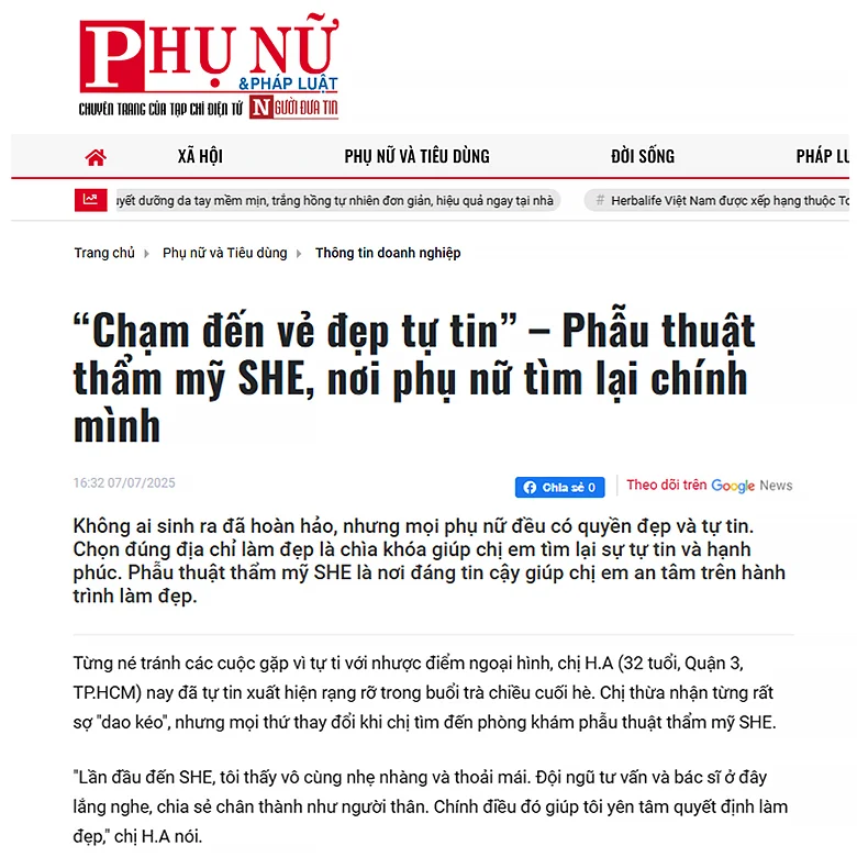 Phẫu thuật thẩm mỹ SHE, nơi phụ nữ tìm lại chính mình