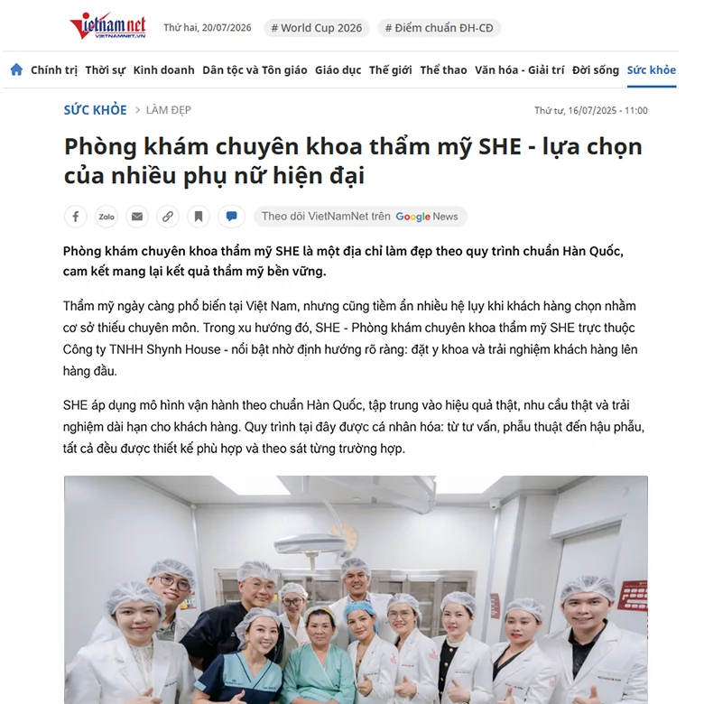 Phòng khám chuyên khoa thẩm mỹ SHE - lựa chọn của nhiều phụ nữ hiện đại